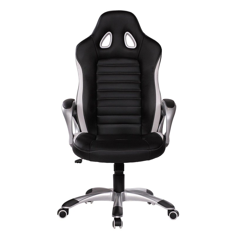Silla Gaming MUSAKU, basculante, piel negro y blanco