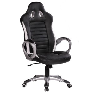 Silla Gaming MUSAKU, basculante, piel negro y blanco