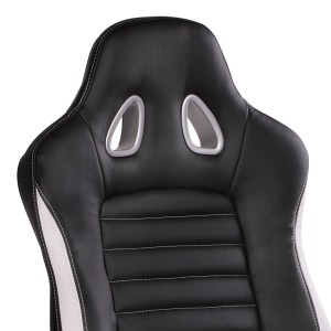 Silla Gaming MUSAKU, basculante, piel negro y blanco