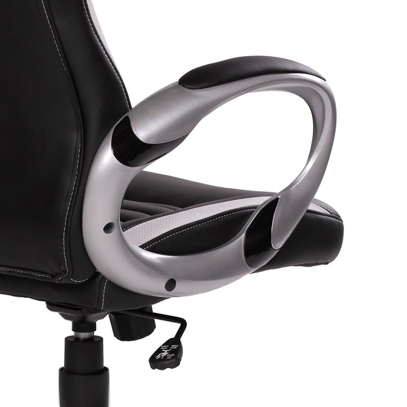 Silla Gaming MUSAKU, basculante, piel negro y blanco