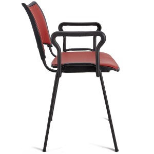 Lote de 5 Sillas de Confidente ROMEL CON BRAZOS PIEL con Patas Negras en negro