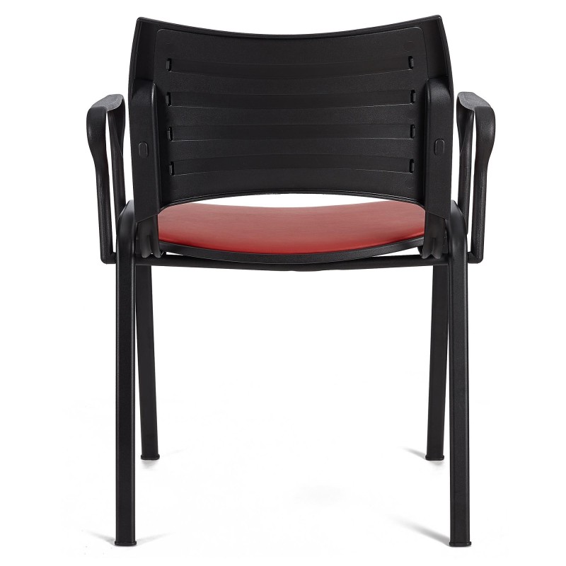 Lote de 5 Sillas de Confidente ROMEL CON BRAZOS PIEL con Patas Negras en negro