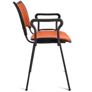 Lote de 5 Sillas de Confidente ROMEL CON BRAZOS PIEL con Patas Negras en negro