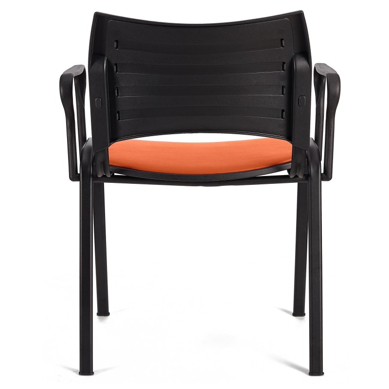 Lote de 5 Sillas de Confidente ROMEL CON BRAZOS PIEL con Patas Negras en negro