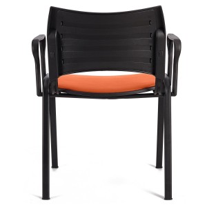 Lote de 5 Sillas de Confidente ROMEL CON BRAZOS PIEL con Patas Negras en negro