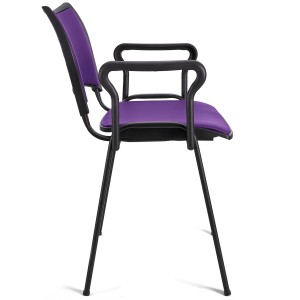 Lote de 5 Sillas de Confidente ROMEL CON BRAZOS PIEL con Patas Negras en negro