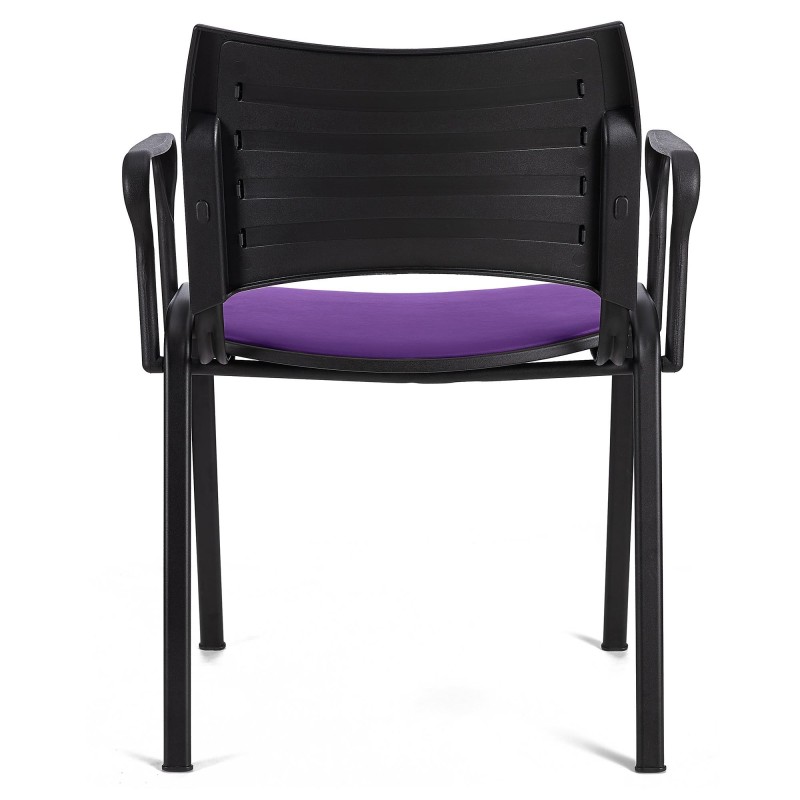 Lote de 5 Sillas de Confidente ROMEL CON BRAZOS PIEL con Patas Negras en negro