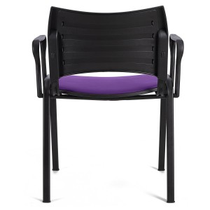 Lote de 5 Sillas de Confidente ROMEL CON BRAZOS PIEL con Patas Negras en negro