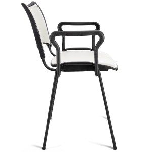 Lote de 5 Sillas de Confidente ROMEL CON BRAZOS PIEL con Patas Negras en negro