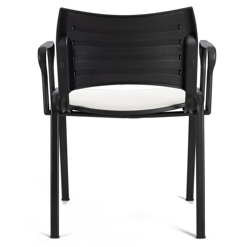 Lote de 5 Sillas de Confidente ROMEL CON BRAZOS PIEL con Patas Negras en negro