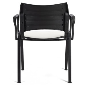 Lote de 5 Sillas de Confidente ROMEL CON BRAZOS PIEL con Patas Negras en negro