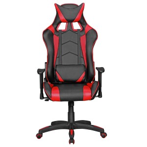 Silla gaming ORBY, reclinable, en piel negro y rojo