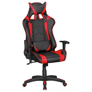 Silla gaming ORBY, reclinable, en piel negro y rojo