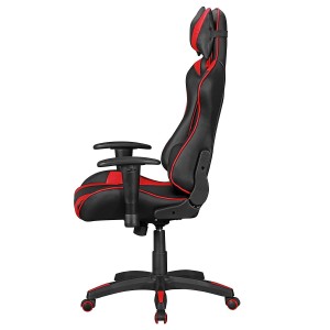 Silla gaming ORBY, reclinable, en piel negro y rojo