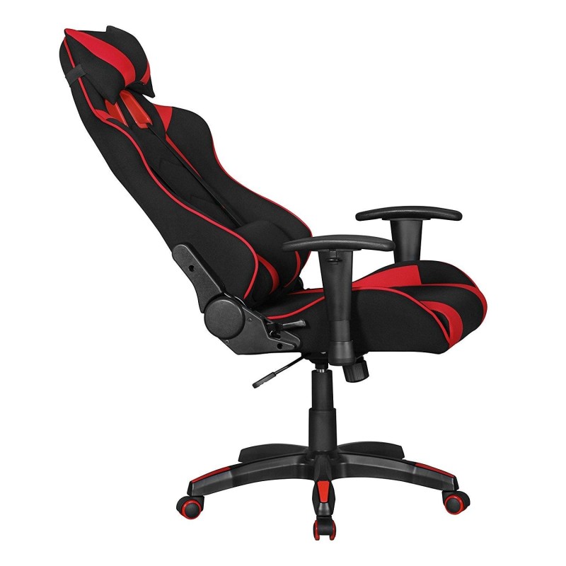 Silla gaming ORBY TELA, reclinable, en negro y rojo