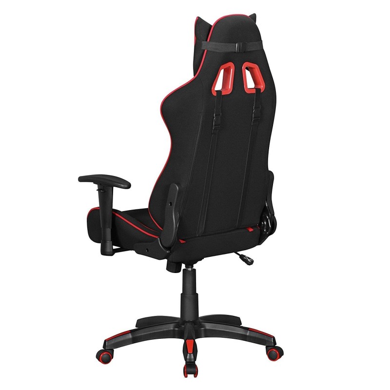 Silla gaming ORBY TELA, reclinable, en negro y rojo