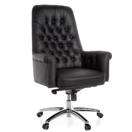 Sillón de lujo DOBERAN, Exclusivo diseño, Piel Real, color Negro 2