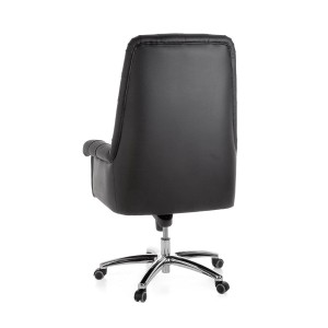 Sillón de lujo DOBERAN, Exclusivo diseño, Piel Real, color Negro