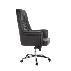 Sillón de lujo DOBERAN, Exclusivo diseño, Piel Real, color Negro