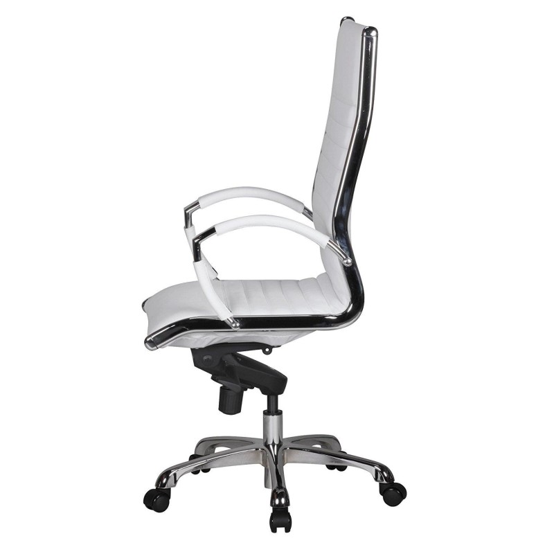 Silla de oficina BAVIERA, estructura cromada, cuero negro