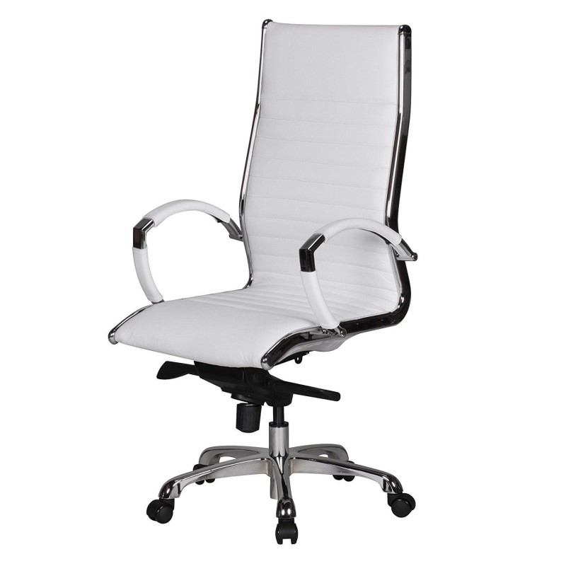 Silla de oficina BAVIERA, estructura cromada, cuero negro