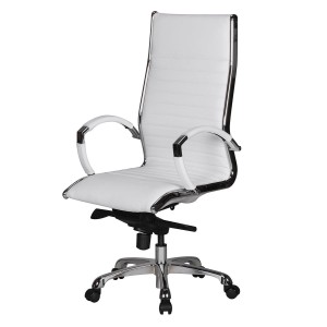 Silla de oficina BAVIERA, estructura cromada, cuero negro