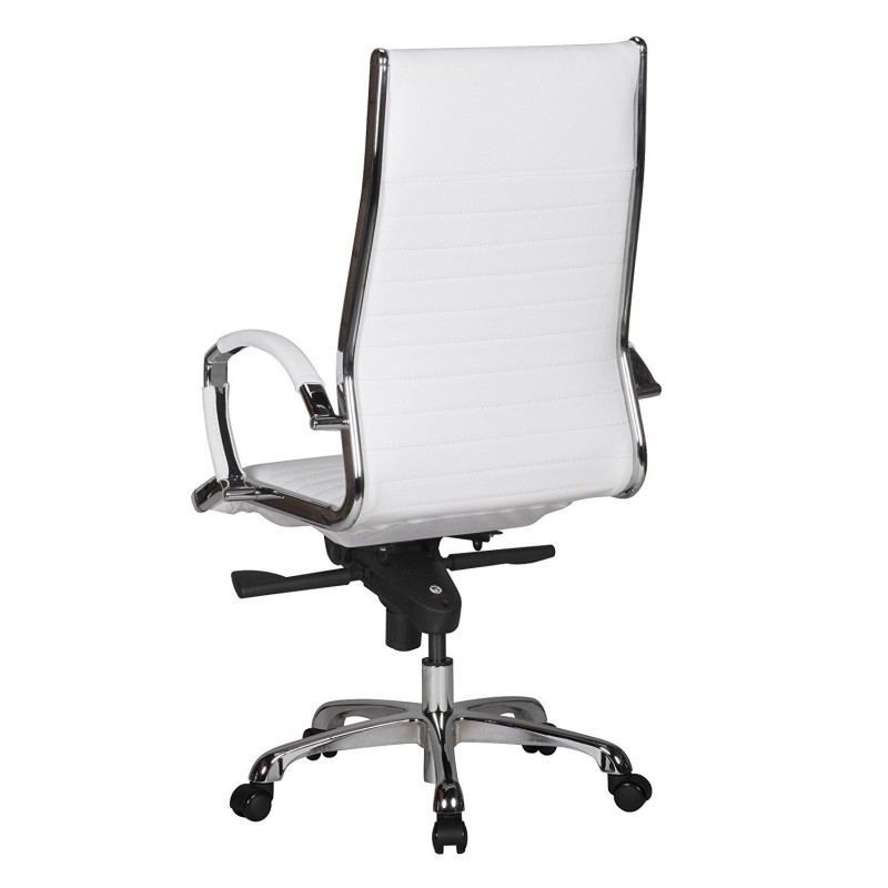 Silla de oficina BAVIERA, estructura cromada, cuero negro