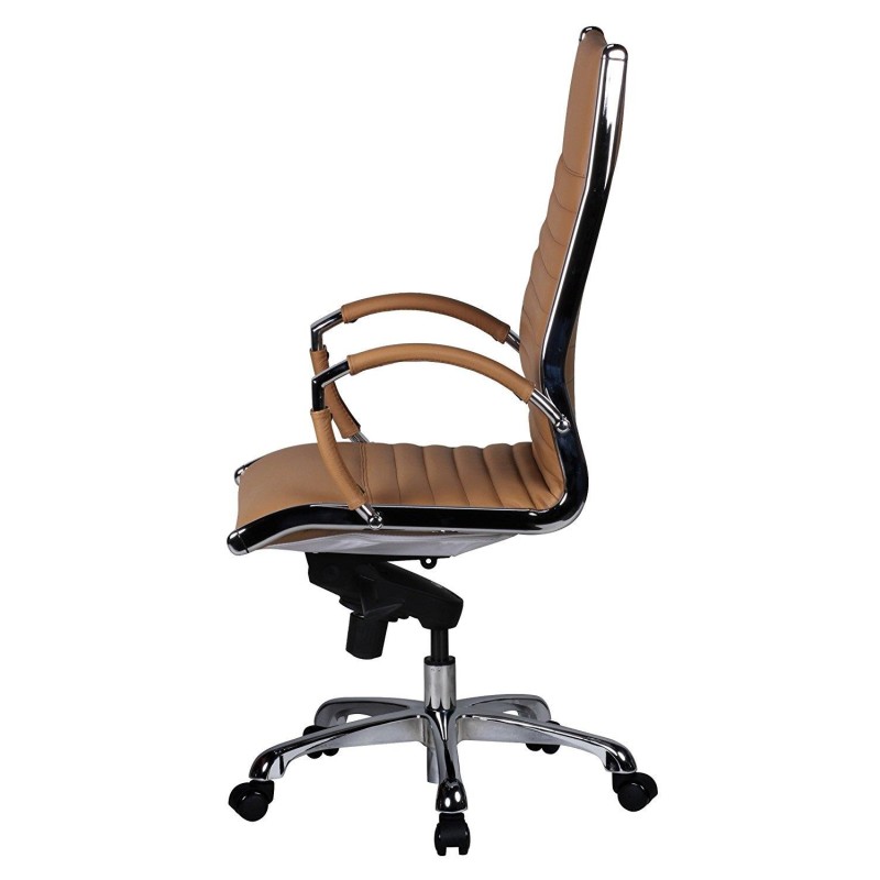 Silla de oficina BAVIERA, estructura cromada, cuero negro