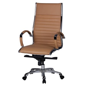 Silla de oficina BAVIERA, estructura cromada, cuero negro