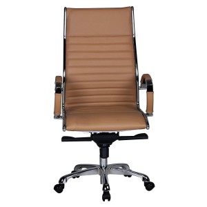 Silla de oficina BAVIERA, estructura cromada, cuero negro