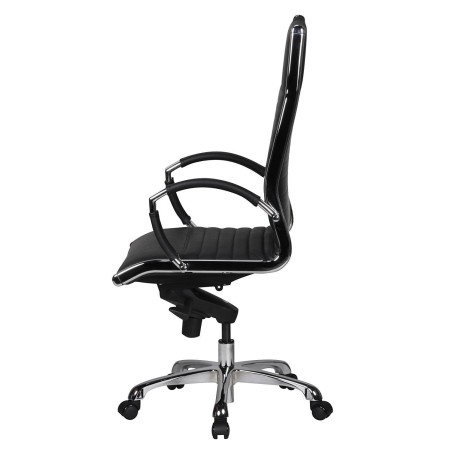 Silla de oficina BAVIERA, estructura cromada, cuero negro 2