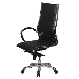 Silla de oficina BAVIERA, estructura cromada, cuero negro