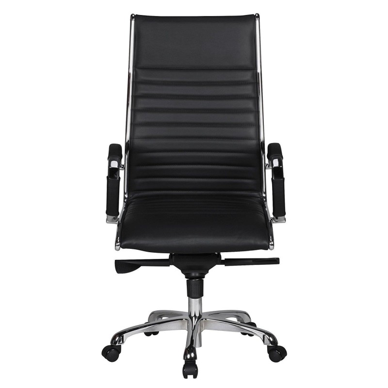 Silla de oficina BAVIERA, estructura cromada, cuero negro