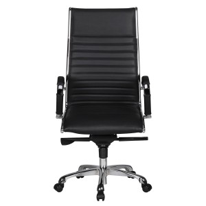 Silla de oficina BAVIERA, estructura cromada, cuero negro
