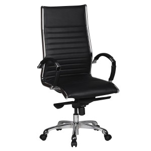 Silla de oficina BAVIERA, estructura cromada, cuero negro