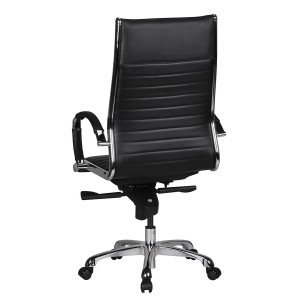 Silla de oficina BAVIERA, estructura cromada, cuero negro