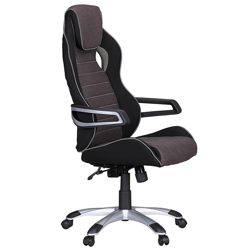 Silla Gaming DAKAR PRO, con Costuras, en Tela Negra y Gris