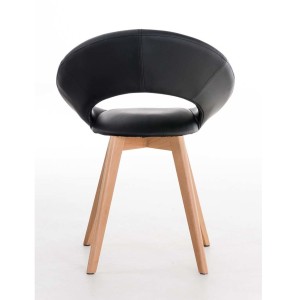 Silla de confidente TIMY, diseño exclusivo, gran acolchado en piel negra