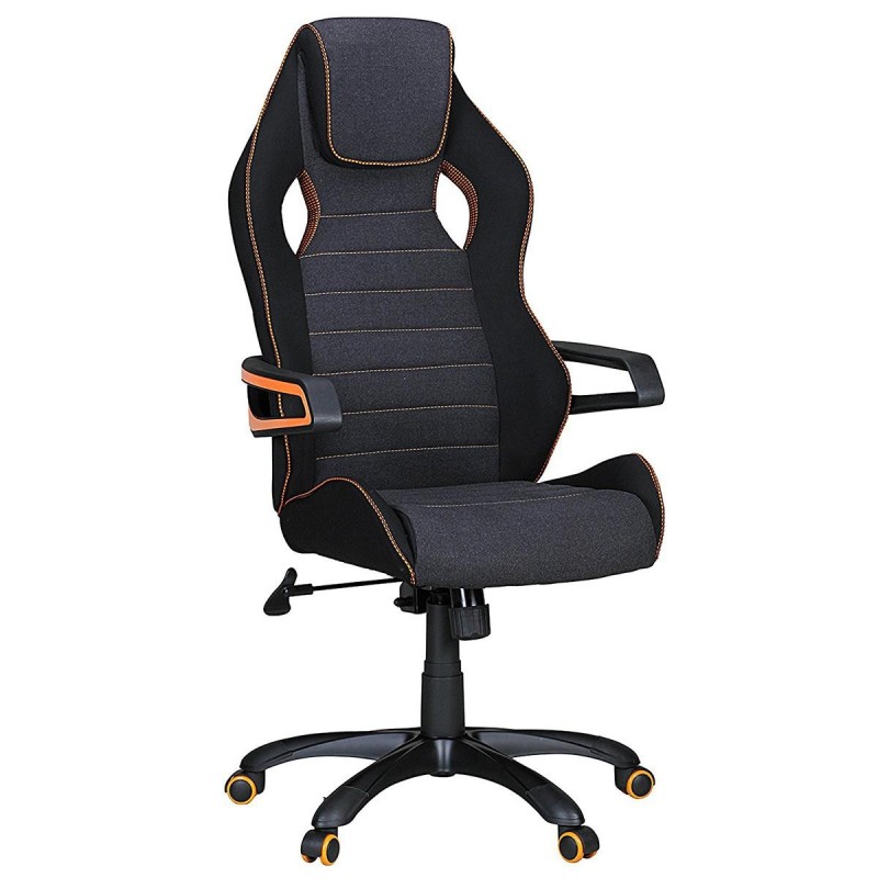 Silla Gaming DAKAR PRO, con Costuras, en Tela Negra y Gris