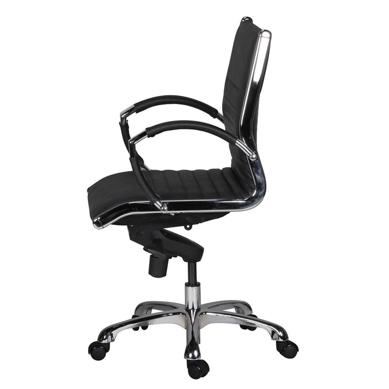 Silla de oficina BAVIERA 10, estructura cromada, cuero negro