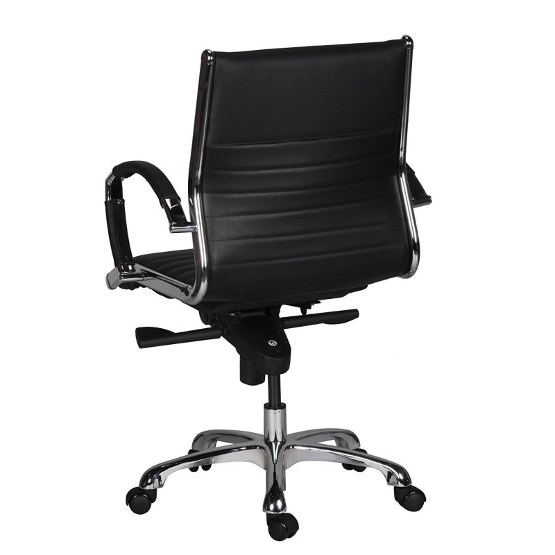 Silla de oficina BAVIERA 10, estructura cromada, cuero negro