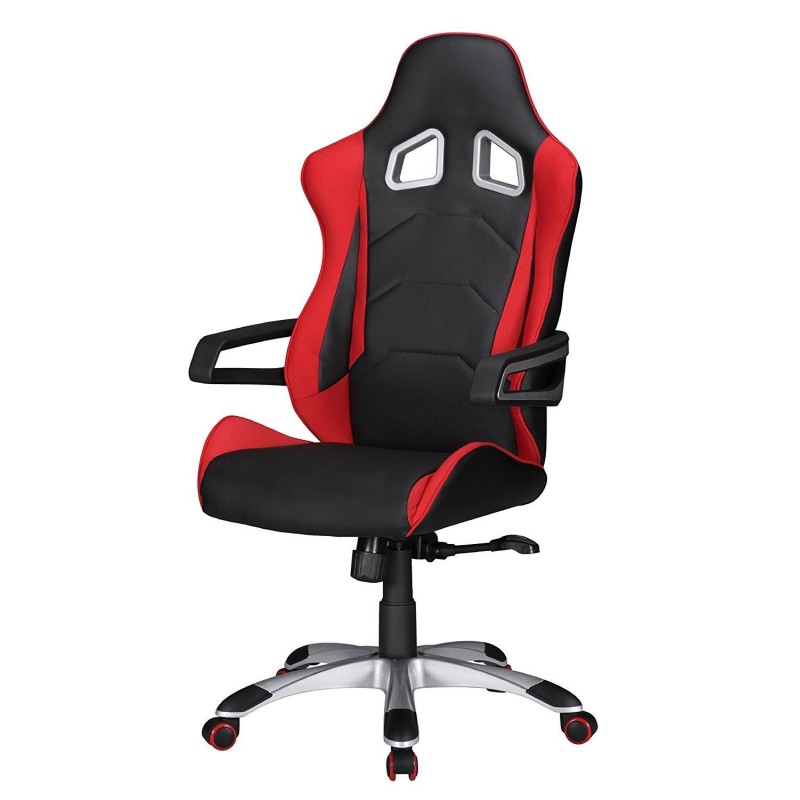 Silla Gaming GUBEN, Diseño Deportivo muy Moderno, Apta uso 8h/día, Color Rojo y Negro