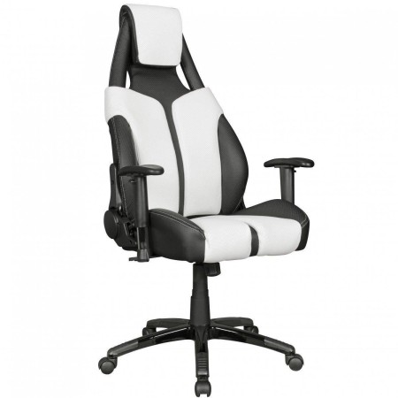 Sillón de Oficina Gaming REGAL, Elegancia y Calidad, en Piel color Blanco y Negro 2