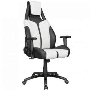 Sillón de Oficina Gaming REGAL, Elegancia y Calidad, en Piel color Blanco y Negro