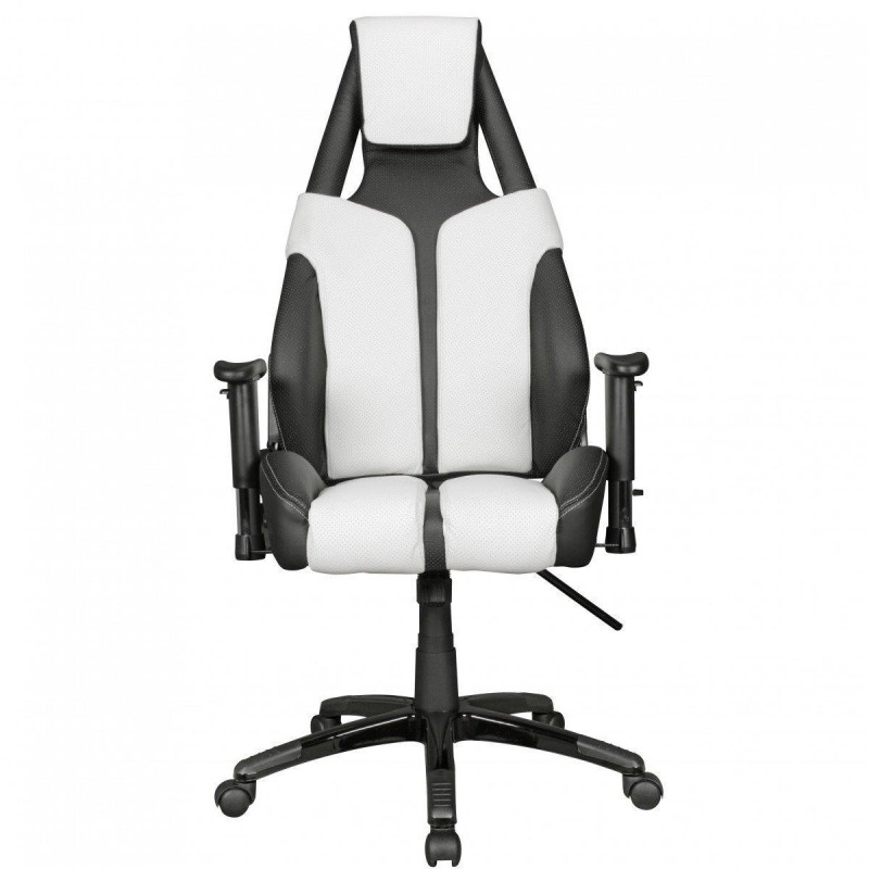 Sillón de Oficina Gaming REGAL, Elegancia y Calidad, en Piel color Blanco y Negro