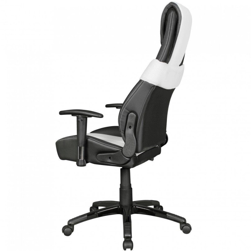 Sillón de Oficina Gaming REGAL, Elegancia y Calidad, en Piel color Blanco y Negro