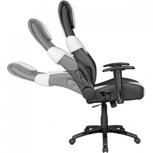 Sillón de Oficina Gaming REGAL, Elegancia y Calidad, en Piel color Blanco y Negro