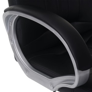 Sillón de oficina WILSON, Gran Acolchado, Tapizado en Piel, color Negro