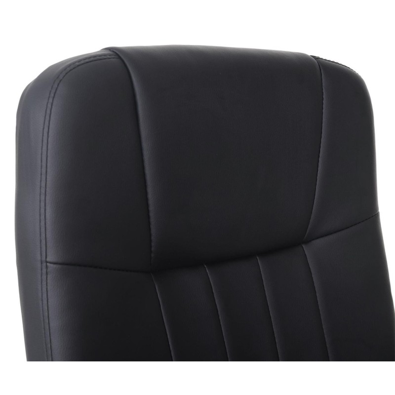 Sillón de oficina WILSON, Gran Acolchado, Tapizado en Piel, color Negro