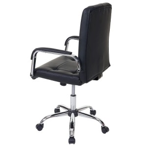 Silla de Oficina POLAK estilo Chester con Capitoné, Gran Acolchado, en Piel Negra